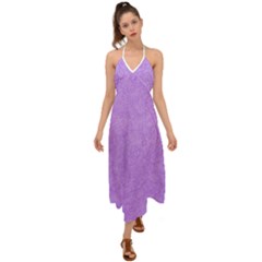 Purple Paper Texture, Paper Background Halter Tie Back Dress 