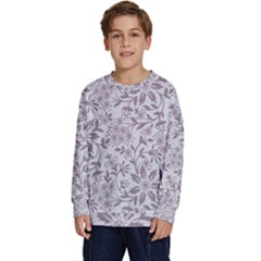 Retro Floral Texture, Beige Floral Retro Background, Vintage Texture Kids  Crewneck Sweatshirt