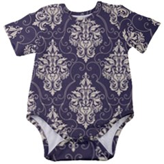 Vintage Texture, Floral Retro Background, Patterns, Baby Short Sleeve Bodysuit