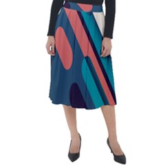 Blue Geometric Background, Abstract Lines Background Classic Velour Midi Skirt  by nateshop