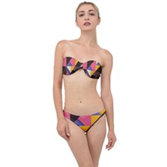 Retro Colorful Background, Geometric Abstraction Classic Bandeau Bikini Set