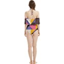 Retro Colorful Background, Geometric Abstraction Halter Flowy Bikini Set  View2