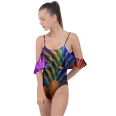 Abstract Colors - , Abstract Colors Drape Piece Swimsuit