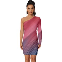 Abstract, Lines Long Sleeve One Shoulder Mini Dress by nateshop