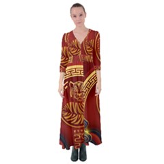 Holiday, Chinese New Year, Year Of The Tiger Button Up Maxi Dress