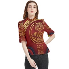 Holiday, Chinese New Year, Year Of The Tiger Frill Neck Blouse