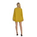 Yellow Floral Pattern Vintage Pattern, Yellow Background Round Neck Long Sleeve Bohemian Style Chiffon Mini Dress View4