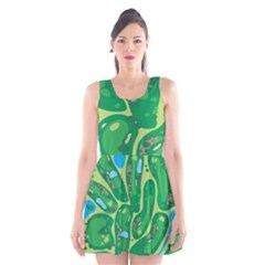 Golf Course Par Golf Course Green Scoop Neck Skater Dress by Grandong