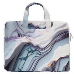 Marble Abstract White Pink Dark Macbook Pro 16  Double Pocket Laptop Bag  by Grandong