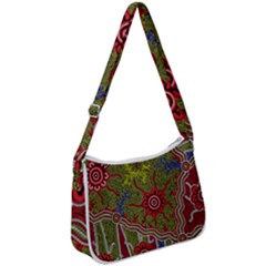 Authentic Aboriginal Art - Connections Zip Up Shoulder Bag by hogartharts