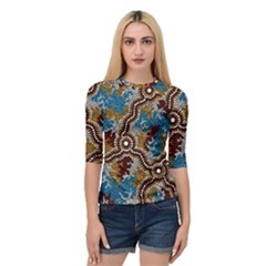 Authentic Aboriginal Art - Wetland Dreaming Quarter Sleeve Raglan T-shirt