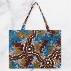 Authentic Aboriginal Art - Wetland Dreaming Zipper Medium Tote Bag by hogartharts