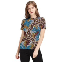 Authentic Aboriginal Art - Wetland Dreaming Women s Short Sleeve Rash Guard