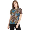 Authentic Aboriginal Art - Wetland Dreaming Women s Short Sleeve Rash Guard View1