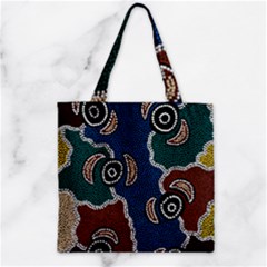 Authentic Aboriginal Art - Riverside Dreaming Zipper Grocery Tote Bag by hogartharts