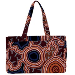 Authentic Aboriginal Art - Pathways Canvas Work Bag by hogartharts