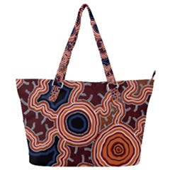 Authentic Aboriginal Art - Pathways Full Print Shoulder Bag by hogartharts