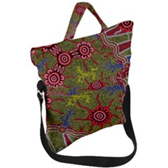 Authentic Aboriginal Art - Connections Fold Over Handle Tote Bag by hogartharts