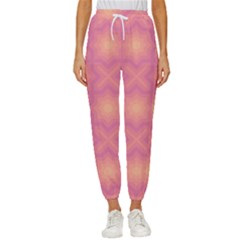 Fuzzy Peach Aurora Pink Stars Women s Cropped Drawstring Pants by PatternSalad