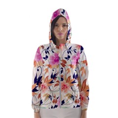 Abstract Floral Background Women s Hooded Windbreaker by nateshop