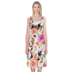 Abstract Floral Background Midi Sleeveless Dress by nateshop