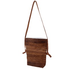 Brown Wooden Texture Folding Shoulder Bag