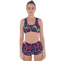 Colorful Floral Patterns, Abstract Floral Background Racerback Boyleg Bikini Set