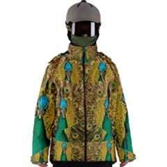 Peacock Feather Bird Peafowl Men s Zip Ski And Snowboard Waterproof Breathable Jacket by Cemarart