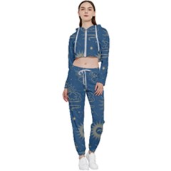 Asian Seamless Galaxy Pattern Cropped Zip Up Lounge Set