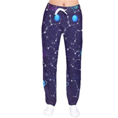 Realistic Night Sky With Constellations Women Velvet Drawstring Pants by Cemarart