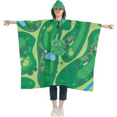 Golf Course Par Golf Course Green Women s Hooded Rain Ponchos by Cemarart