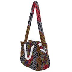 Authentic Aboriginal Art - Gathering 2 Rope Handles Shoulder Strap Bag by hogartharts