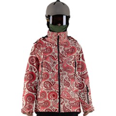 Paisley Red Ornament Texture Men s Zip Ski And Snowboard Waterproof Breathable Jacket by nateshop