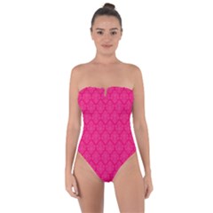 Pink Pattern, Abstract, Background, Bright Tie Back One Piece Swimsuit