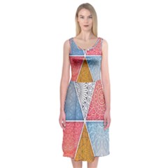 Texture With Triangles Midi Sleeveless Dress by nateshop