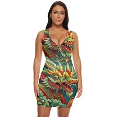 Chinese New Year – Year Of The Dragon Draped Bodycon Dress by Valentinaart