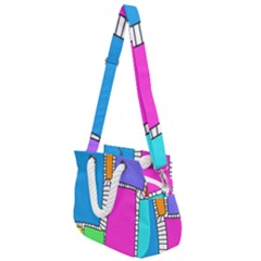 Shapes Texture Colorful Cartoon Rope Handles Shoulder Strap Bag by Cemarart