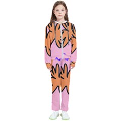 Doodle Flower Sparkles Orange Pink Kids  Tracksuit