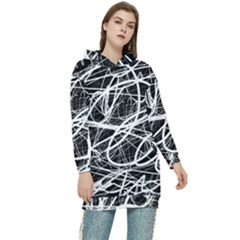 Flower Print Doodle Pattern Floral Women s Long Oversized Pullover Hoodie