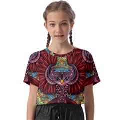 Colorful Owl Art Red Owl Kids  Basic T-shirt