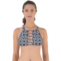 Ethnic Symbols Motif Black And White Pattern Perfectly Cut Out Bikini Top