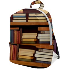 Book Nook Books Bookshelves Comfortable Cozy Literature Library Study Reading Room Fiction Entertain Zip Up Backpack by Maspions