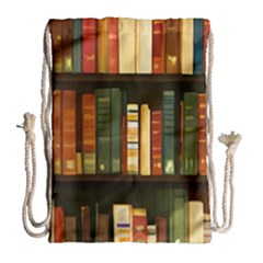 Books Bookshelves Library Fantasy Apothecary Book Nook Literature Study Drawstring Bag (large) by Grandong