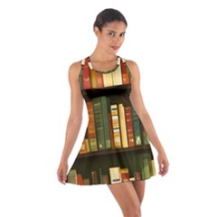 Books Bookshelves Library Fantasy Apothecary Book Nook Literature Study Cotton Racerback Dress by Grandong