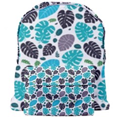 Leaves Monstera Pattern Nature Blue Purple Mauve Flora Giant Full Print Backpack by Maspions