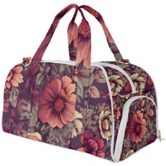 Flowers Pattern Texture Design Nature Art Colorful Surface Vintage Burner Gym Duffel Bag by Maspions