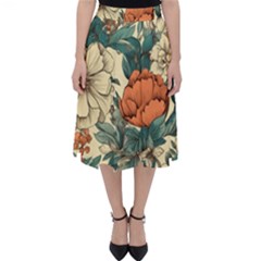 Flowers Pattern Texture Art Colorful Nature Painting Surface Vintage Classic Midi Skirt