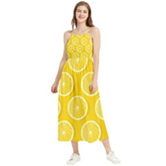 Lemon Fruits Slice Seamless Pattern Boho Sleeveless Summer Dress by Apen