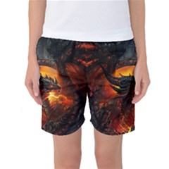 Dragon Fire Fantasy Art Women s Basketball Shorts