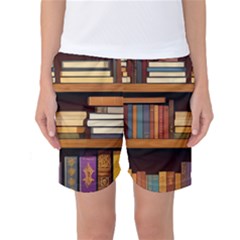 Book Nook Books Bookshelves Comfortable Cozy Literature Library Study Reading Room Fiction Entertain Women s Basketball Shorts by Maspions